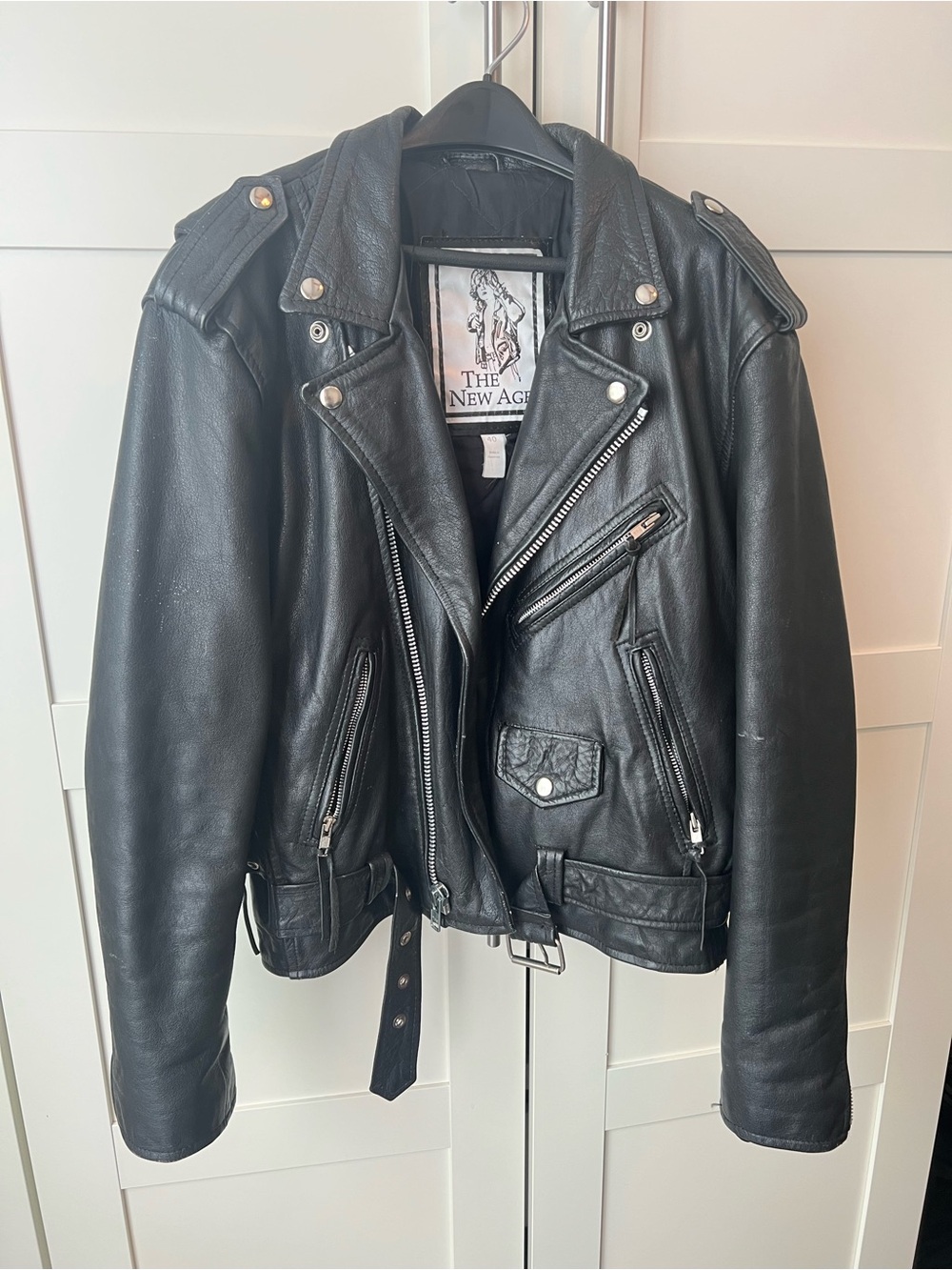 Vintage Black Leather Moto Jacket - Women's
